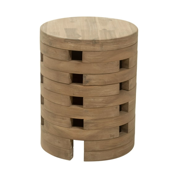 Mado Side Table Natural End Table, Modern Style, Painted Acacia Wood round shape tabletop, Acacia Wood, Outdoor Living