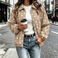 thumbnail image 5 of Tqcoqu Women's Polka Dot Zip Up Jacket, Lapel Collar Bubble Sleeve Loose Lightweight Windbreaker Casual Outerwear,Women's,Size M-XXXL, 5 of 8