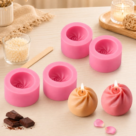 Dumpling Mold Silicone, 3D Bun Shape Silicone Mold for DIY Crafts, Dumpling Cake Pop Mold Set for Chocolate, Fondant, Soap, Candle, Resin and Handmade Projects