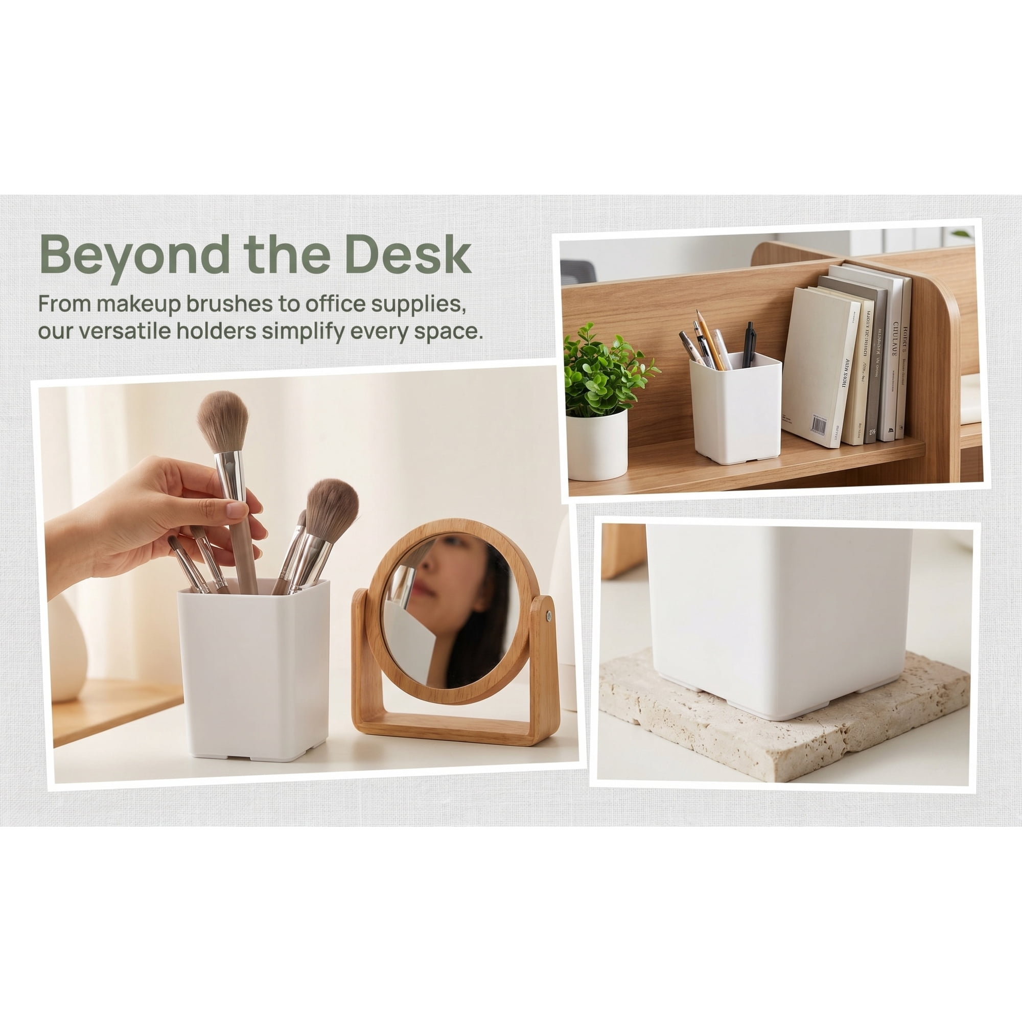 PTOOTP 4pcs Pencil Organizer PP White Student Supplies for Office and Home