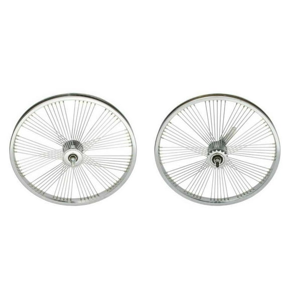 Chrome 20" FAN 72 Spoke Wheel Set. Front and Back Coaster Wheel