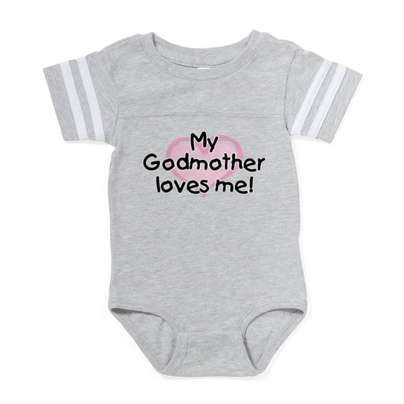 CafePress - My Godmother Loves Me Pk - Cute Infant Baby Football Bodysuit