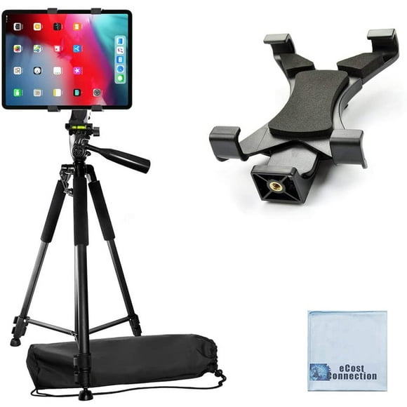 Trépied Professionnel pour Appareil Photo Pro Series 60 Pouces avec Support pour Tablette Compatible avec iPad, iPad Air, iPad Mini et la Plupart des Autres Tablettes + Chiffon en Microfibre eCostConnection