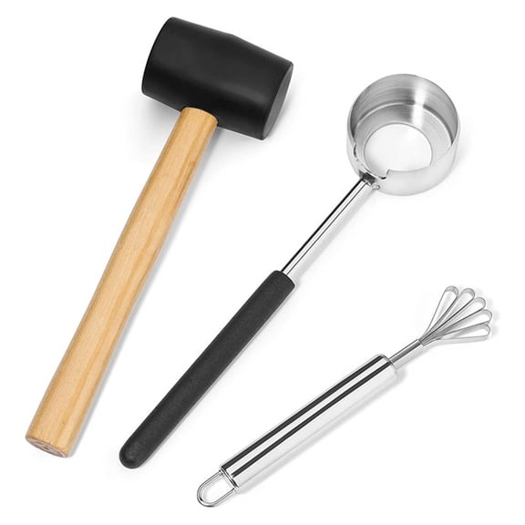 YLLSF Opener Set Meats Removal with Hammer Stainless Steel Safe for Young Coconuts
