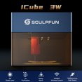 thumbnail image 1 of SCULPFUN iCube de 3 W Máquina de grabado y corte láser con filtro de humo y alarma de temperatura (130 x 130 mm, enchufe estadounidense), 1 of 15