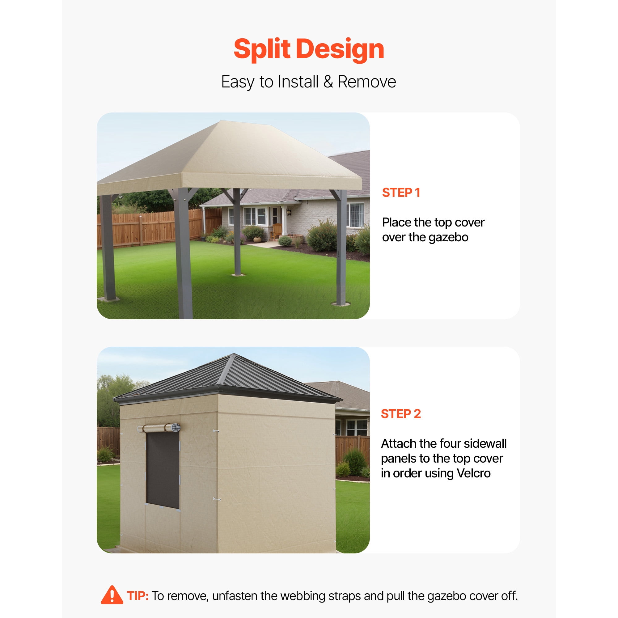 KFFKFF Durable High-Density Winter Gazebo Cover, PE Tarpaulin, 10 x 12 ft