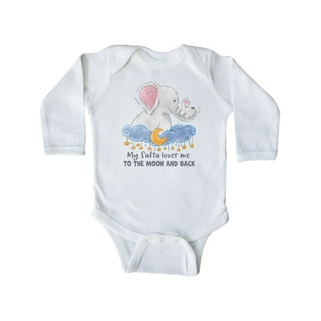 

Inktastic My Safta Loves me to the Moon and Back Elephant Family Gift Baby Boy or Baby Girl Long Sleeve Bodysuit
