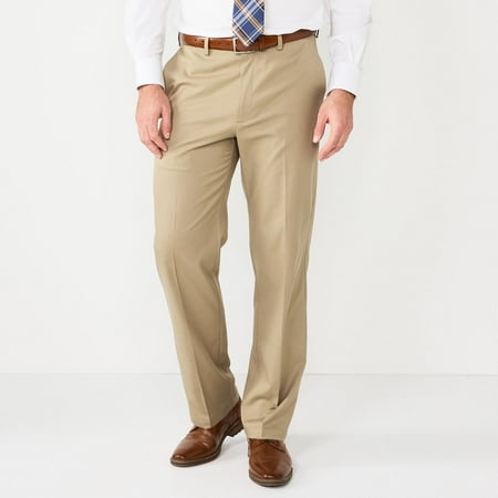 Men's Haggar® Cool Right® Performance Flex Classic-Fit Flat-Front Pants Color: Khaki Size: 34X34