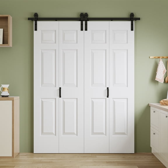 64" X 84" 6 Lattice Shapes Interior Double Bi-Fold Barn Door Within Manufacture Wood Folding Closet Door