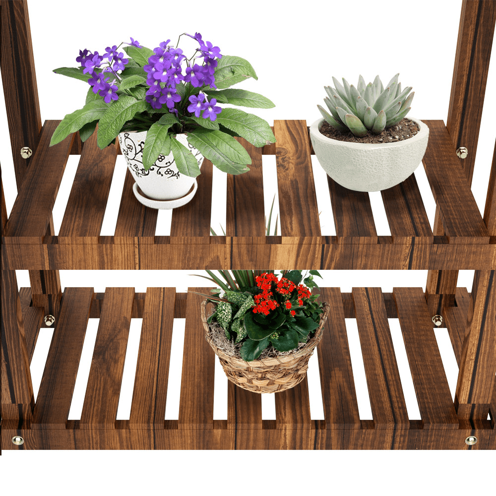 Flower stand Wooden With Detachable Wheeled Four-layer Landing Succulent Plant Display Stand Plant Stand Flower Display Flower Pot Storage Rack XXT