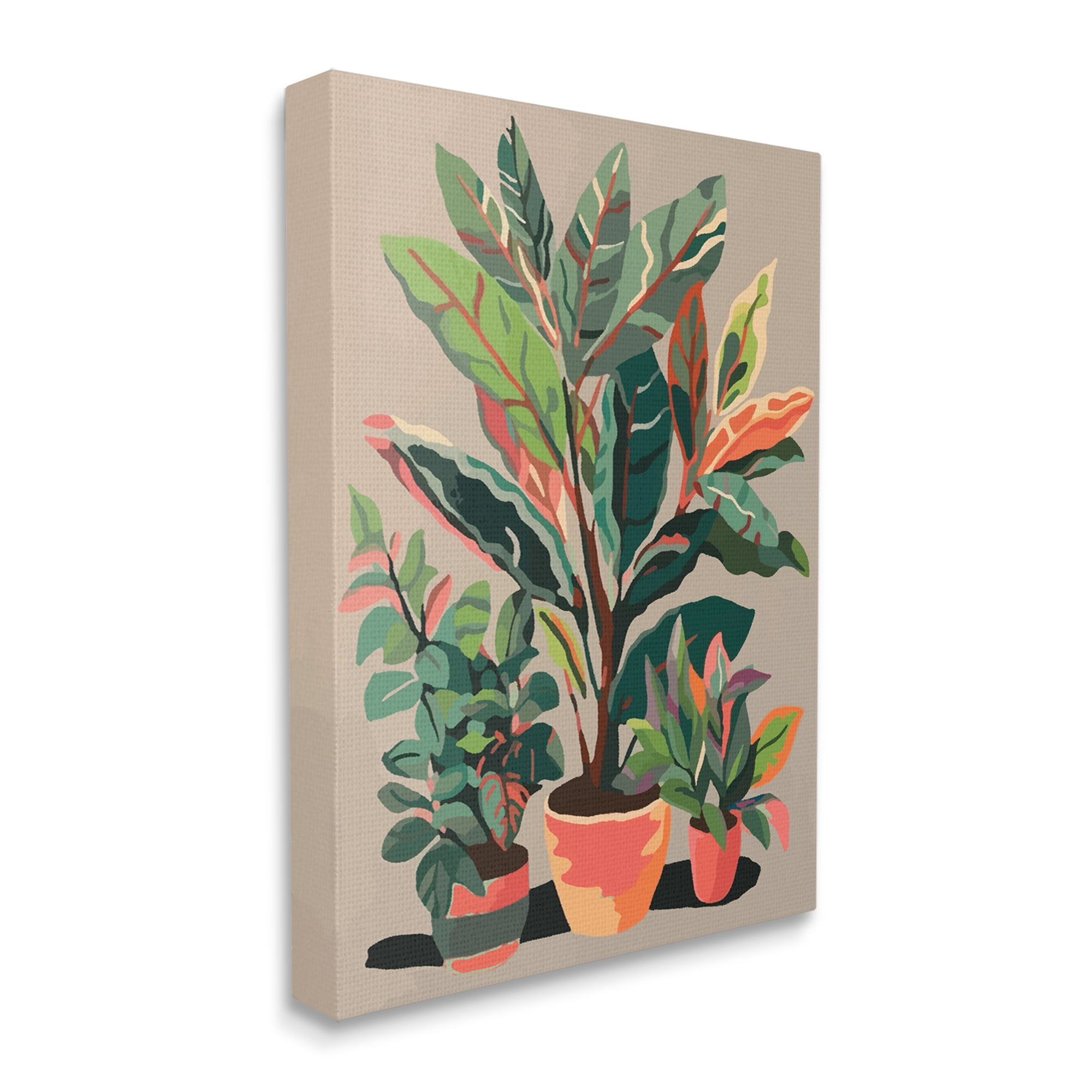 Stupell Industries Abstract Potted Plants Botanical & Floral Painting Gallery Wrapped Canvas Art Print Wall Art, 16 x 20