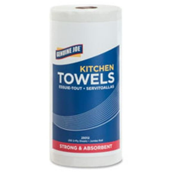 Genuine Joe 250-Sheet Perforated Roll Towels, 12 Per Carton