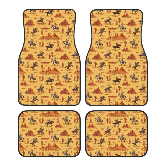 Kdxio Brave Cowboys Print Car Floor Mats Universal SUV Front Rear Floor Foot Mats 4-Piece Full Set with Non-Slip Rubber Backing Car Accessories for Most Cars