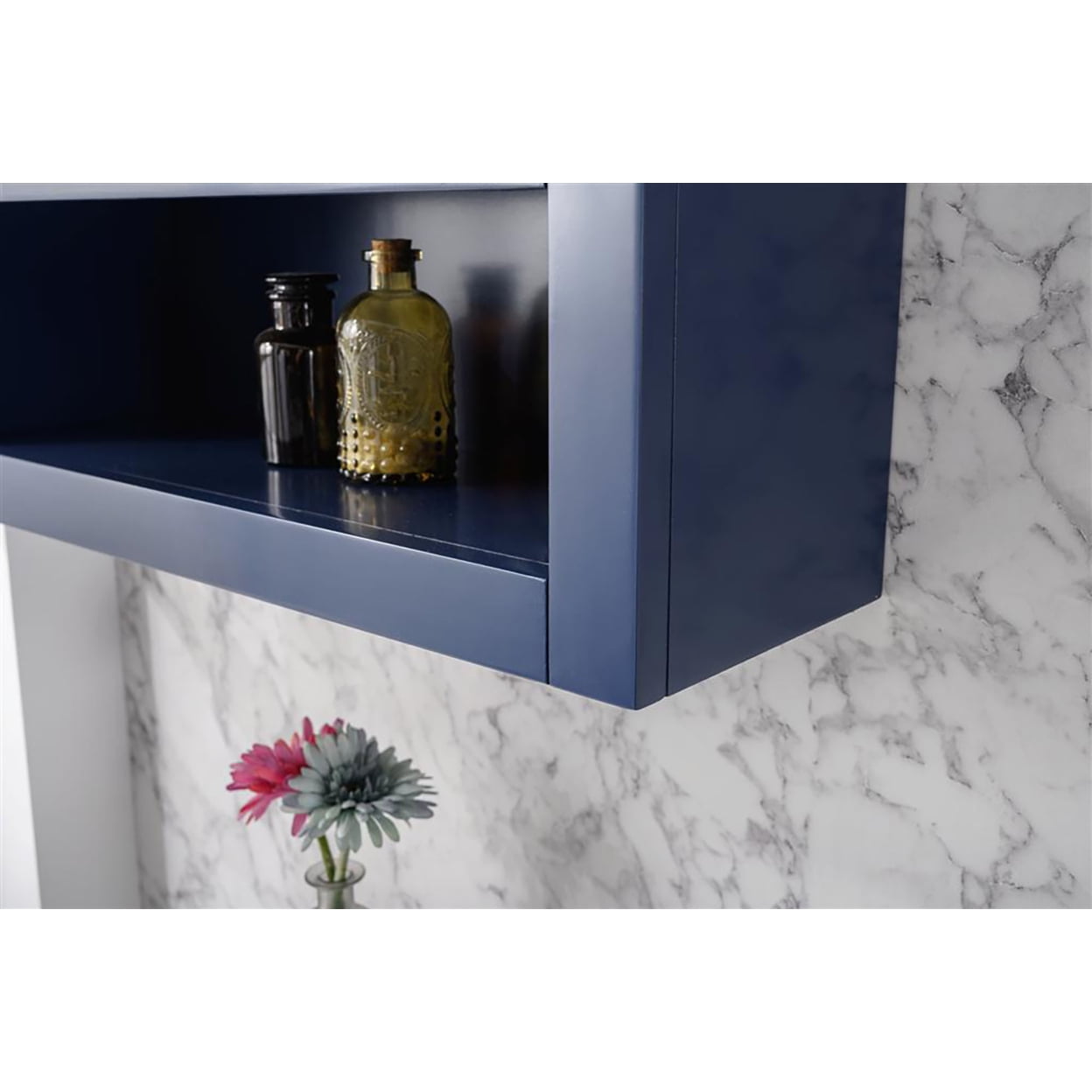 Home Bathroom Indoor 24" Blue Toilet Topper Cabinet 2 Doors - 1 Inner Shelf