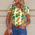 thumbnail image 6 of Pofeuu Corn Print Short Sleeve Body Suits Women Round Neck Bodysuits for Women Onesie Adult Set Body Suit-, 6 of 7