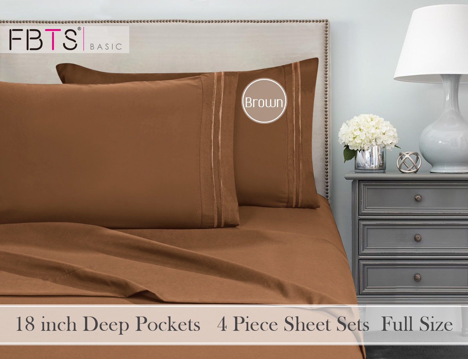 FBTS Basic Bed Sheets King Size Double Brushed Microfiber White Sheet