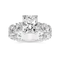 IGI Certified 2 Carat Radiant Shape Lab Grown Diamond Engagement Ring | 14K White Gold | Skylar Side Stone Encrusted Diamond Ring | FG-VS Quality Friendly Diamonds