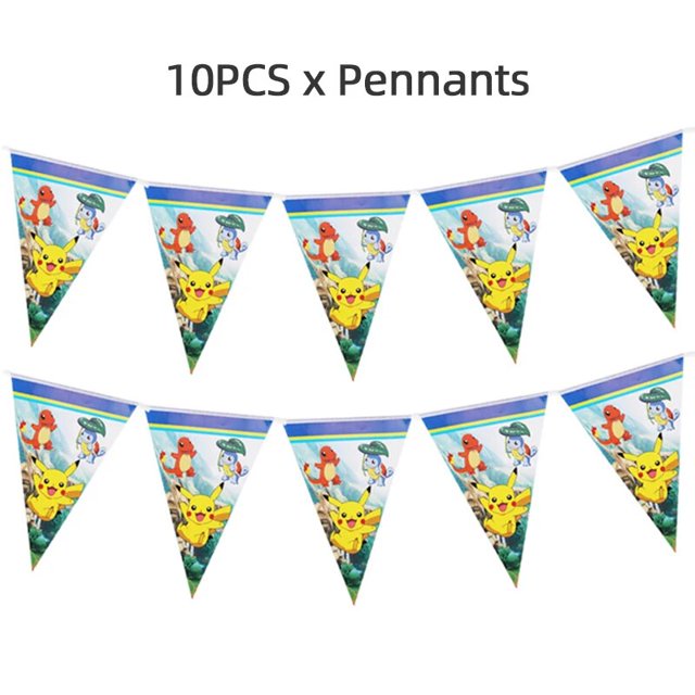 Suministros de decoración para fiesta de cumpleaños de Pokemon, decoración de globos de Pikachu, vajilla desechable de feliz cumpleaños, fiesta de papel para niños