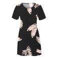 thumbnail image 5 of USSUMA Sun Dresses Women Summer Casual Short Sleeve Tshirt Swing Mini Sundresses for Women Feather Floral Print Plus Size Dress for Women Crew Neck Graduation Dress, 5 of 6