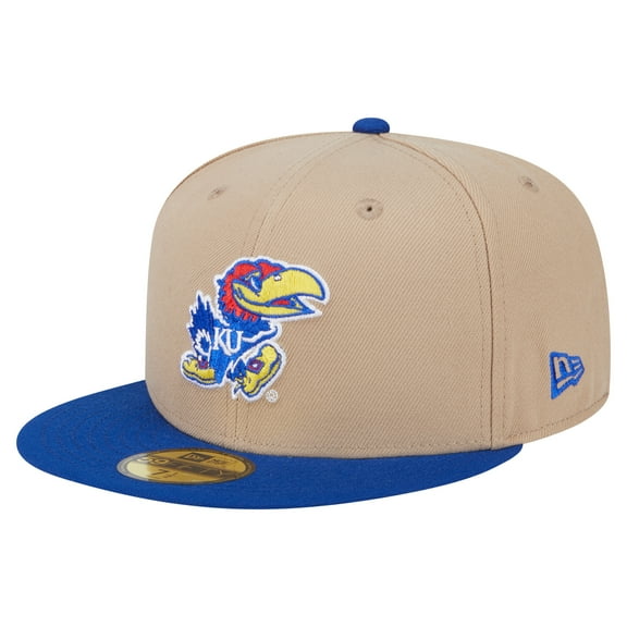 Men's New Era  Khaki Kansas Jayhawks Two-Tone 59FIFTY Fitted Hat