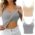 thumbnail image 2 of Ruyang 2 pcs Womens Tank Tops with Built in Bras Adjustable Spaghetti Strap Camisole Tops Workout Shelf Bra Tank Tops Basic Undershirts, 2 of 9