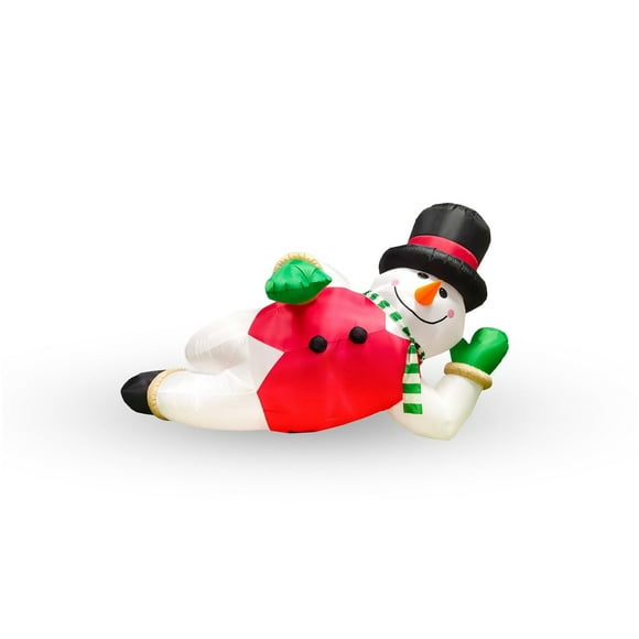 Ionhomme de neige inclinable à led gonflable avec chapeau haut de forme, blanc / rouge / noir, 9 PI