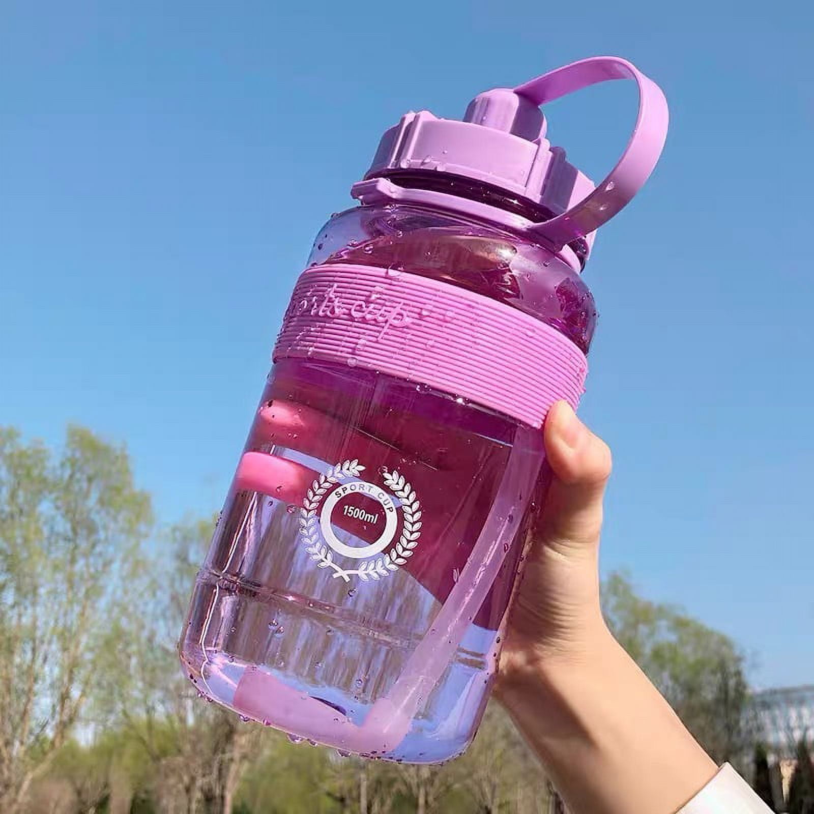 1pc 1000ml pink large capacity PC water bottle,portable cute bear shaped  straw cup,for home and outdoor travel