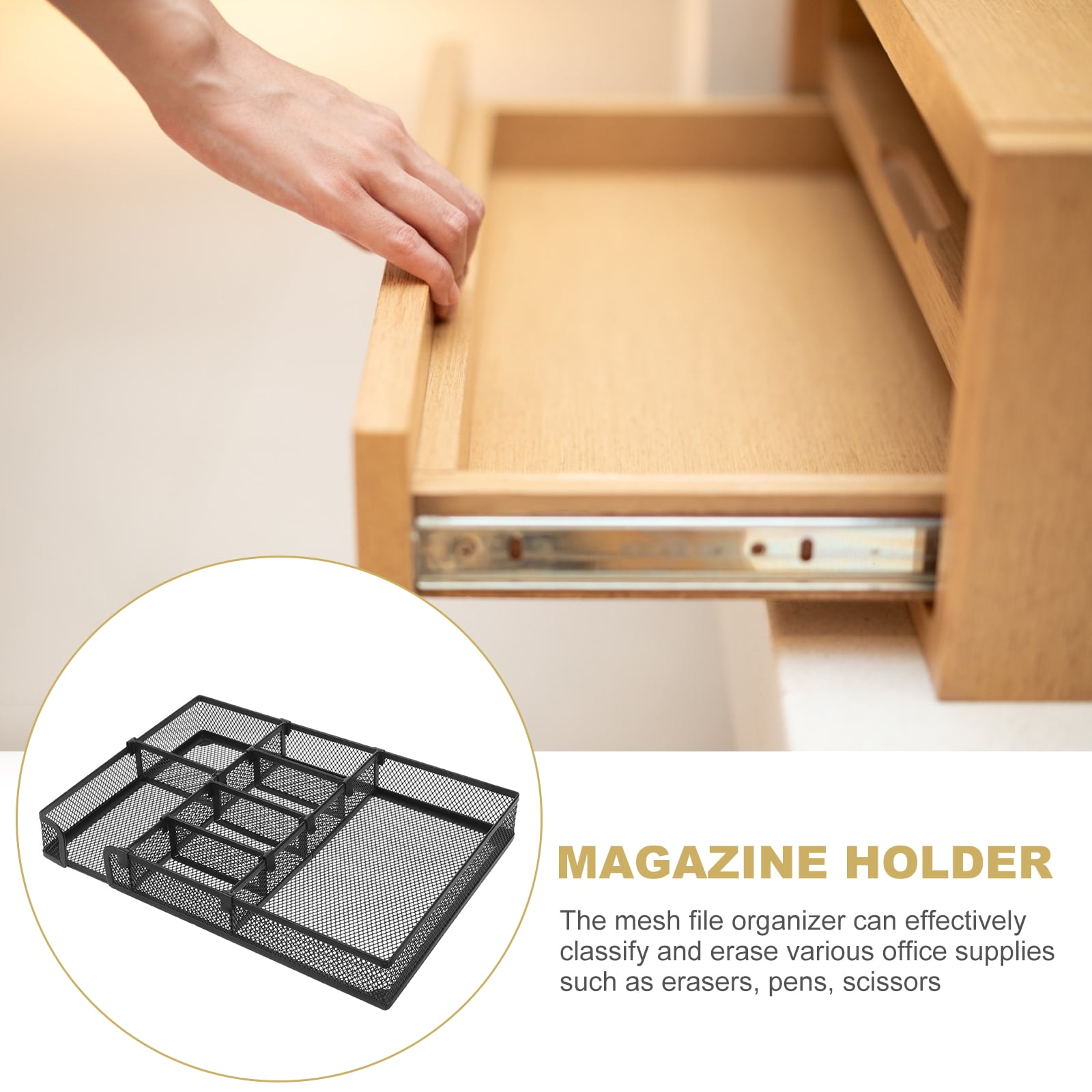 unbranded  Mesh Pen Holder Desk Drawer Organizer Metal Partition for Tray Box Accessories