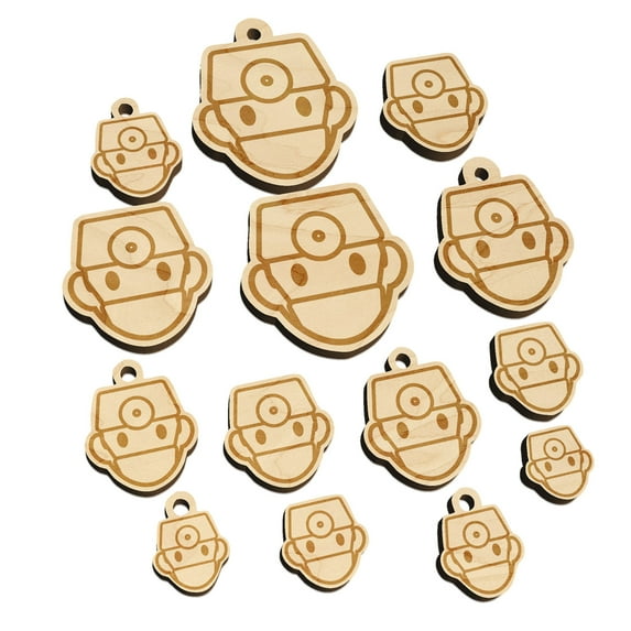 Occupation Medical Doctor Surgeon Icon Wood Mini Charms Shapes DIY Craft Jewelry - With Hole - Various Sizes (16pcs)