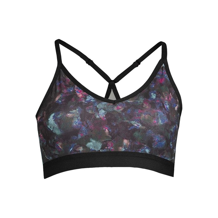 Coral Floral Medium Impact Racerback Sports Bra, Women's Tops