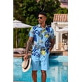 thumbnail image 2 of COOFANDY Men's Hawaiian Matching Set Summer Tropical Beach Shirt 2 Piece Outfits Flower Button Down Shirts and Shorts, 2 of 8