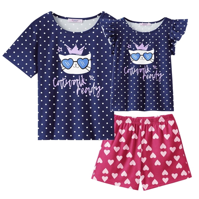 Conjunto de pijama Arshiner para niñas, manga corta, verano, 4-5 años
