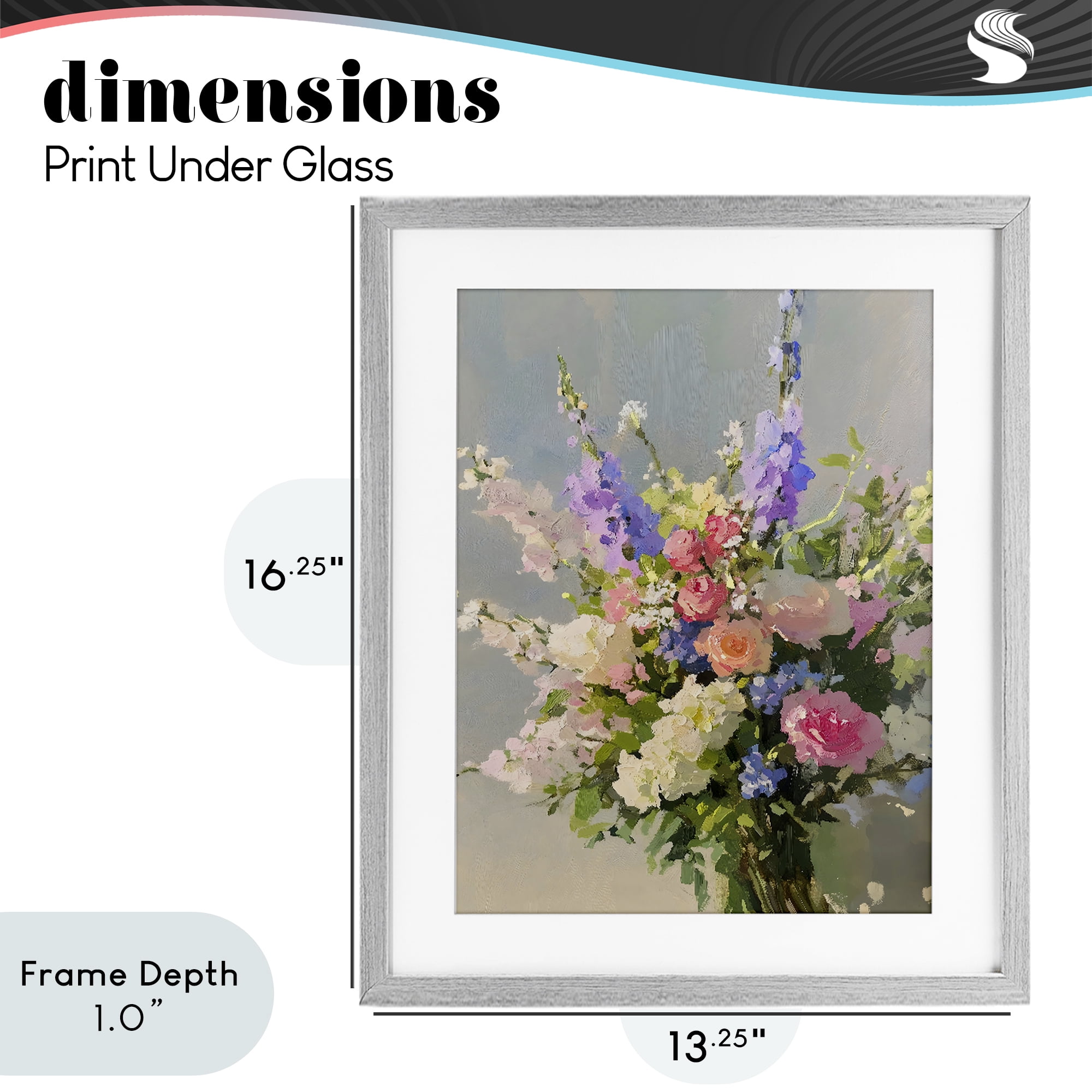 Stupell Industries Romantic Pastel Garden Bouquet Gray Framed Print Under Glass, design by The Prints Vibe