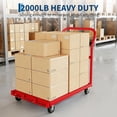 thumbnail image 2 of 2000LBS Heavy Duty Folding Platform Truck - Side Handrails - 37x24 Inch All-Weather Flatbed Computer Tower Cart-5" 360° Swivel Wheels-Red | Two Brake Wheels+Two Global Wheels, 2 of 5