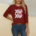 thumbnail image 5 of Yteetum Valentine's Day 3/4 Sleeve Tops for Women Oversized Crewneck Valentines Graphic Print Short Sleeve T Shirt Womens Casual Solid Round Neck Loose Comfy Three Quarter Sleeve Shirt Spring Clothes, 5 of 6