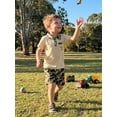 thumbnail image 5 of BemeyourBBs Baby Boy Hunting Clothes Kids Toddler Baby Boy Summer Camouflage Outfit Deer Head Embroidered Button Down Collar Short Sleeve Shirt Tops and Camo Shorts 2 Pcs Set, 5 of 8