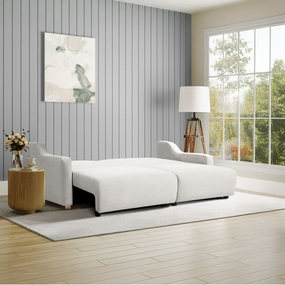 Serta Giles Modern Style Convertible Sofa, Cream Fabric
