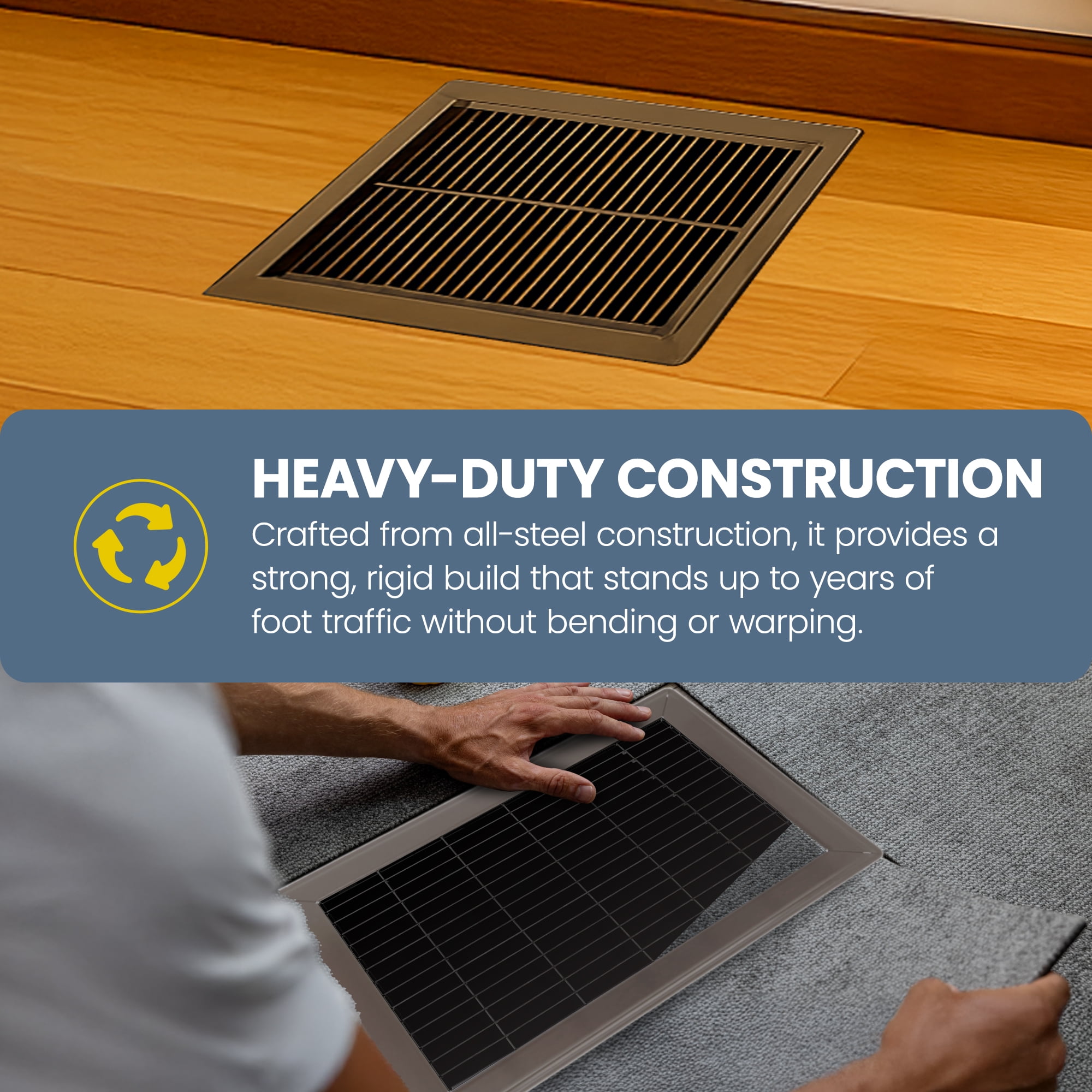 Hart & Cooley 4" x 10" Heavy Duty Steel Floor Grille, HVAC Vent Cover, Brown
