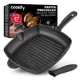 thumbnail image 1 of Sartén Grill de Hierro Fundido con Funda de silicón, Cocción Uniforme Cookify (Negro, 27 cm), 1 of 9