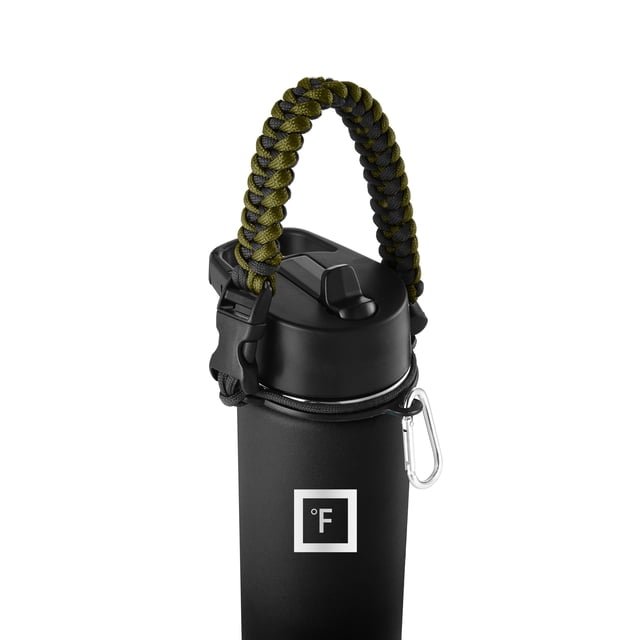 Mango De Paracord De Termo De Hierro - Se Adapta A Botellas De Agua De Boca Ancha - Portador Duradero Accesorios Seguros Correa De Supervivencia Anillo De Seguridad Y Mosquetón - Pulsera De Paracord D
