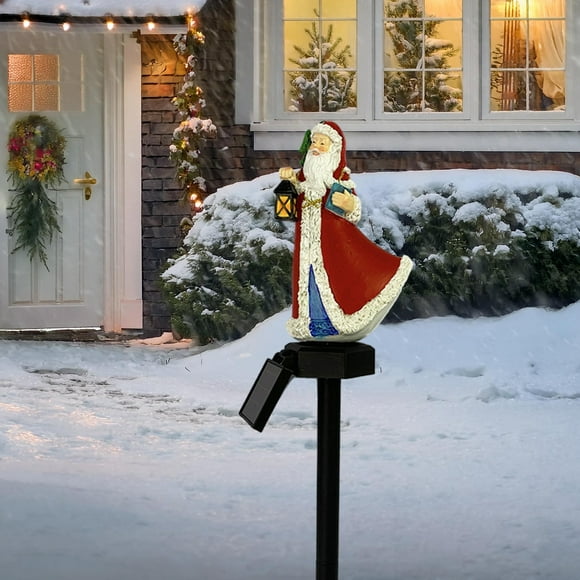 Matoen12 Christmas Atmospheres Decoration Solar Lights Resin Cloak Elderly Modern Courtyard Landscapes Outdoor Garden Floor Lights
