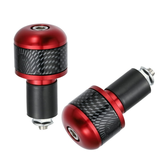 Unique Bargains 1 Pair 7/8" 22mm Red Motorcycle Handlebar End Grips Bar Ends Plug Cap Carbon Fiber Pattern