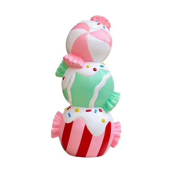 Stacked Candy Resin Statue with Frosted Sprinkles Christmas Holiday Decor for Indoors and Covered Outdoor Display