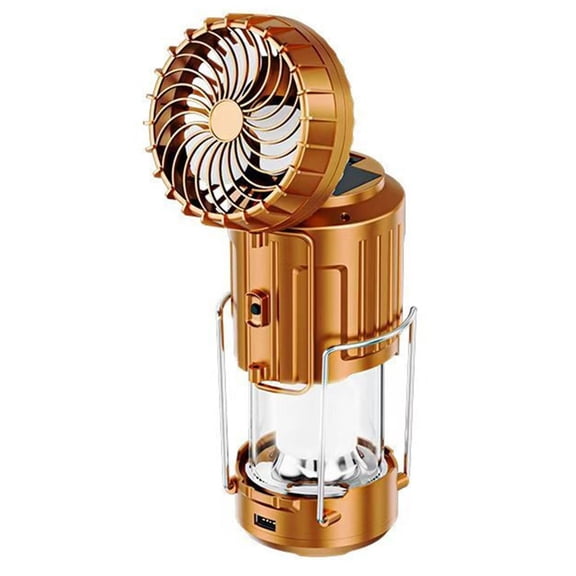 Portable LED Camping Lantern with Fan, Multifunctional Solar Camping Lantern Rechargeable Solar Fan