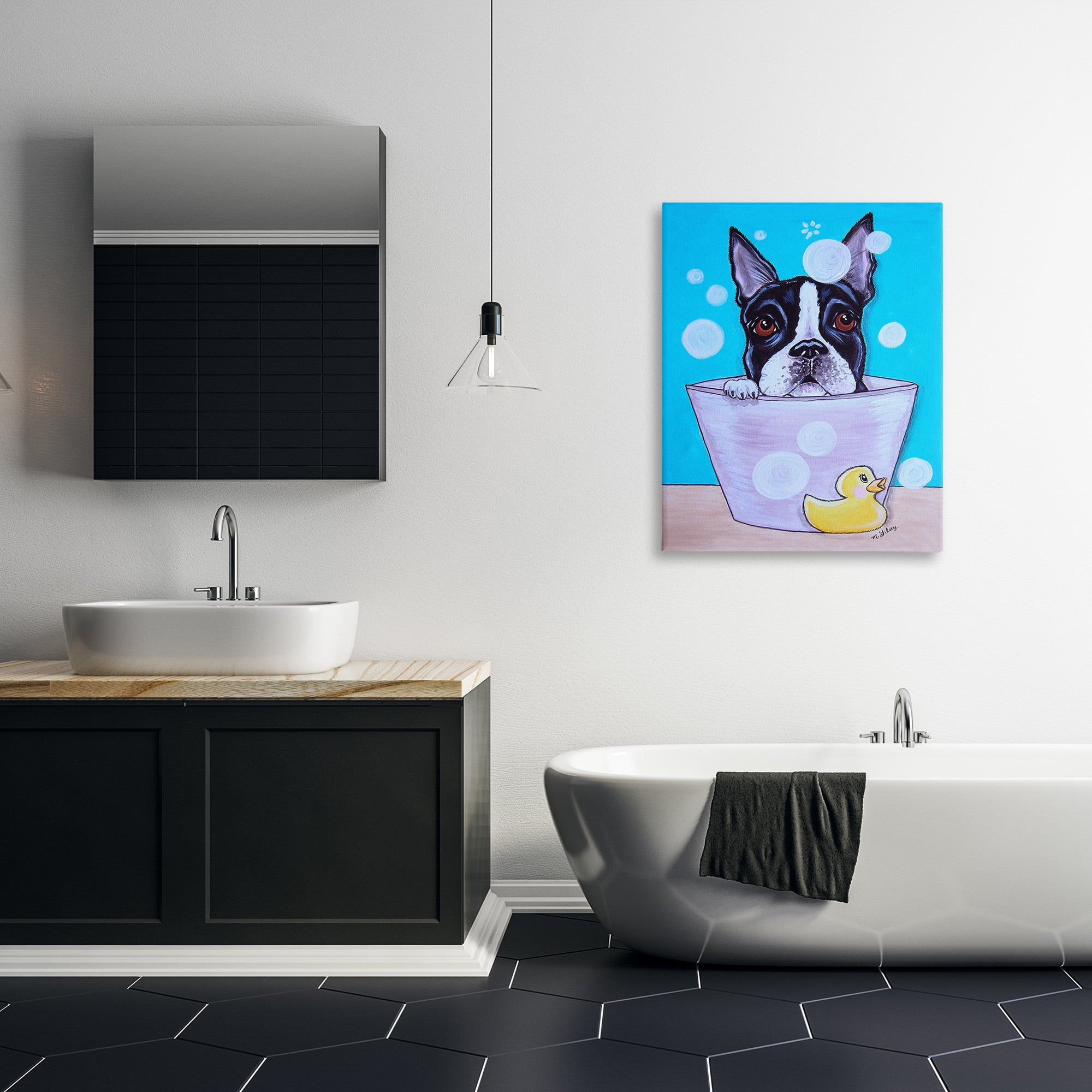 Stupell Industries Dog & Soap Bubbles Animals & Insects Painting Gallery Wrapped Canvas Art Print Wall Art, 30 x 40