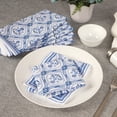 thumbnail image 3 of Fingercraft Cloth Napkin, Cotton Linen Blend Printed Table Napkins, Soft and Absorbent Fabric, 12 piece , 20x20In Damask Blue, 3 of 7