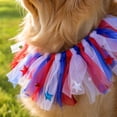 thumbnail image 4 of 4Th of July Dog Collar Accessory with Tulle Ribbon and Star Embellishments, Red White and Blue, for Small Dogs and Cats, Patriotic Decoration, 4 of 4