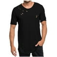 thumbnail image 2 of SwiftWear Men Polyester Short Sleeve Round Neck Holes and Irregular Blouse Black XXL, 2 of 6