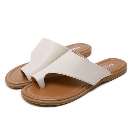 

DAFENGEA Women s Open Toe Flat Shoes Sandals Summer Casual Flip Flops Platform Leather Shoes Solid Color Sandals for Female Beach Seaside Walk Footwear Travel Slipper