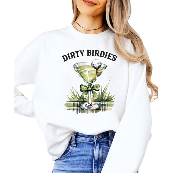 Dirty Birdies Sweatshirt for Women Funny Ladies Golf Pullover White Sweatshirt Adult Large